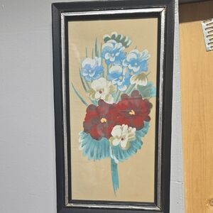 Original Floral Art Print in Black Frame